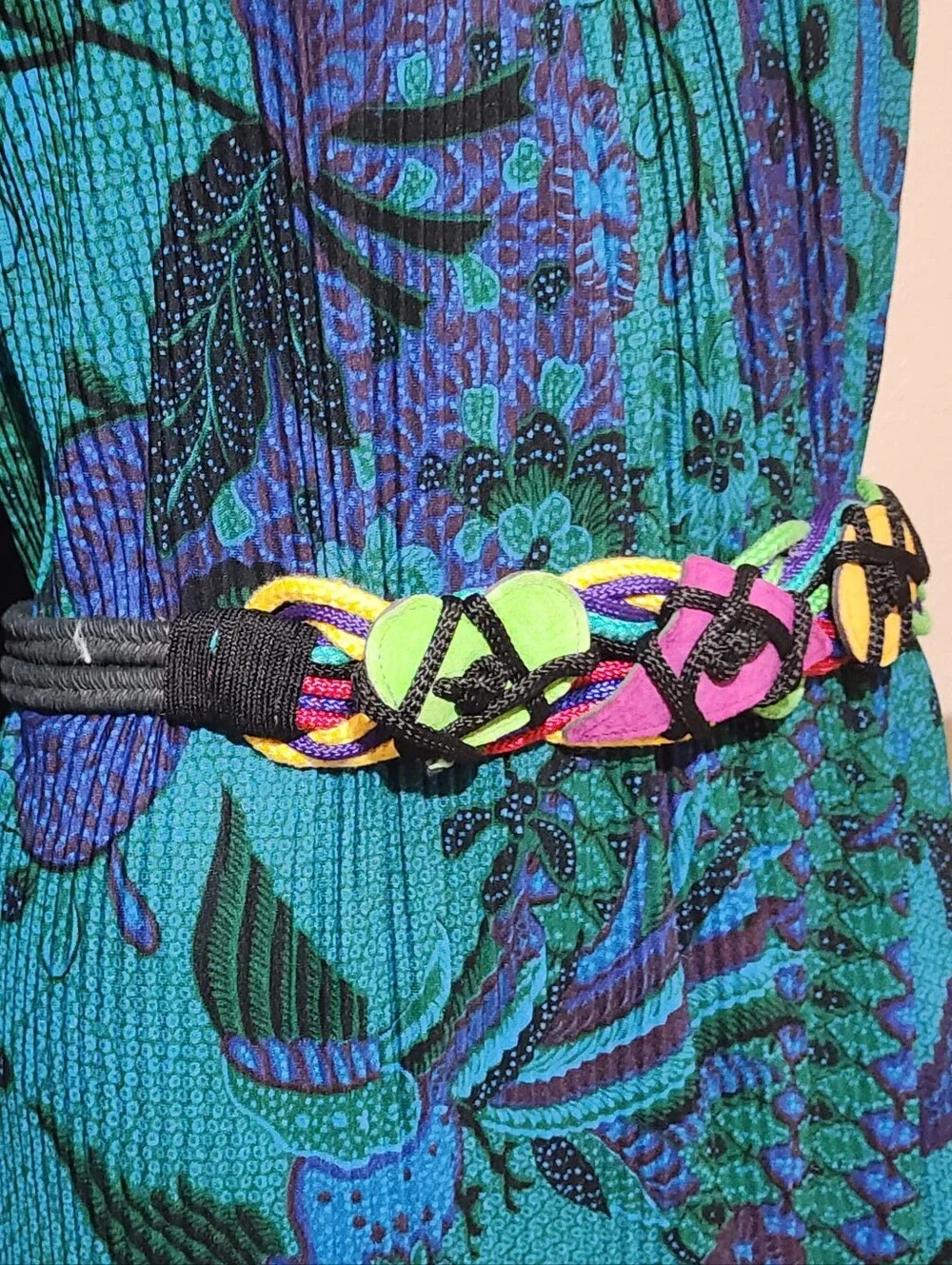 Ali Miles Neon Multicolor Braided Waist Belt